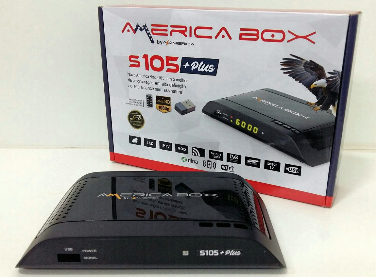 Receptor America Box S105 + Plus ACM IPTV Wi-Fi FTA